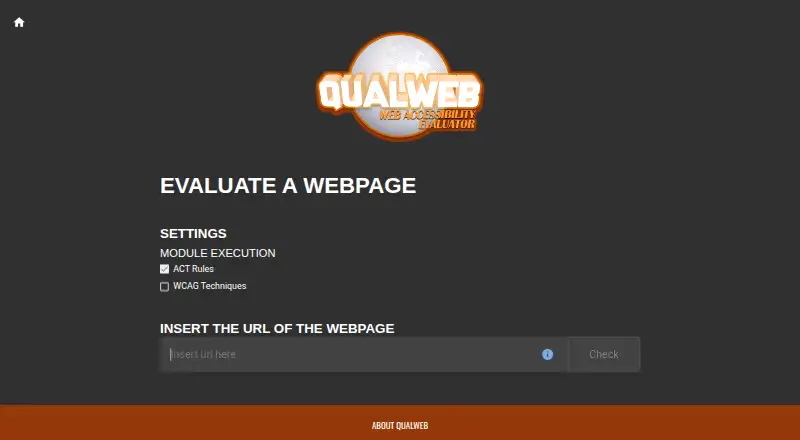 The QualWeb homepage
