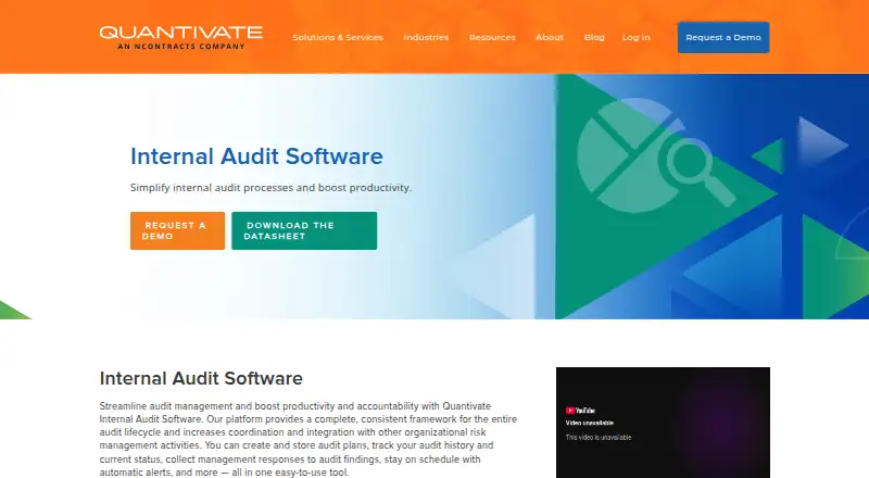 The Quantivate Internal Audit homepage