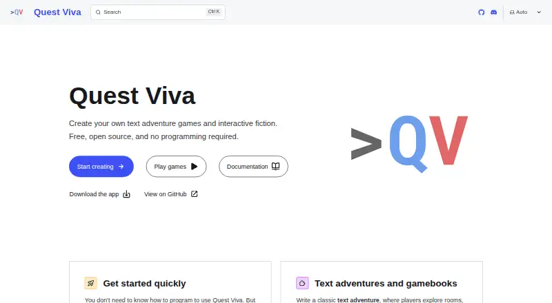The Quest Viva homepage