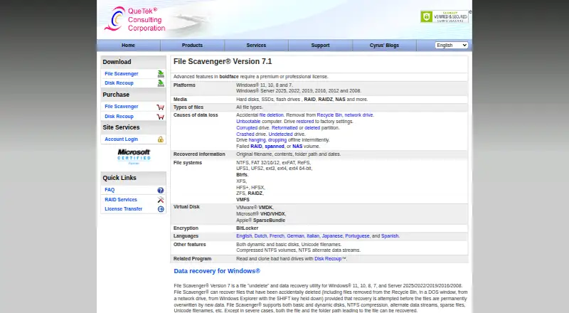 The File Scavenger homepage