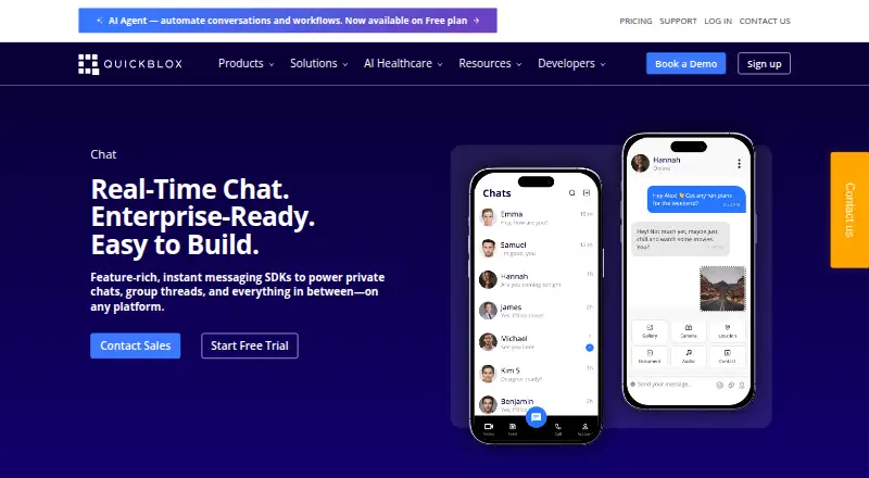 The QuickBlox Chat API homepage