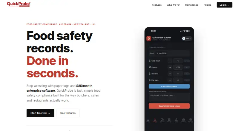 The QuickProbe homepage