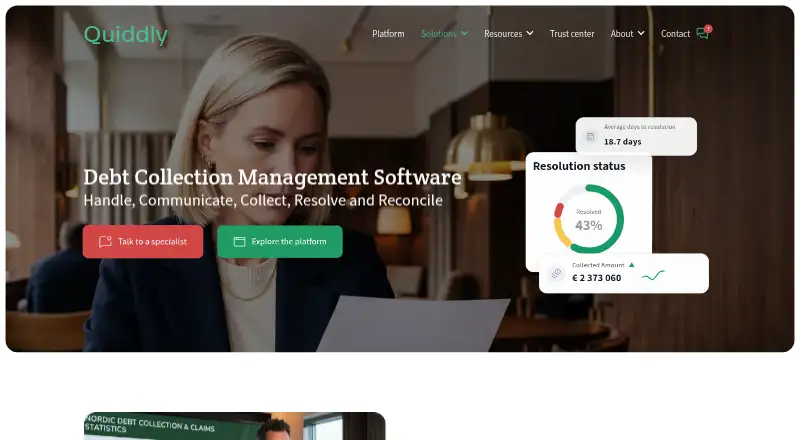 The Quiddly Debt Management & Collections homepage
