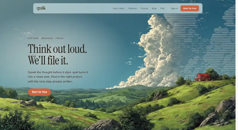 The quik.md homepage