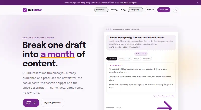 The QuillBuster homepage