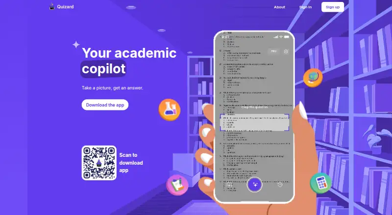 The Quizard AI homepage