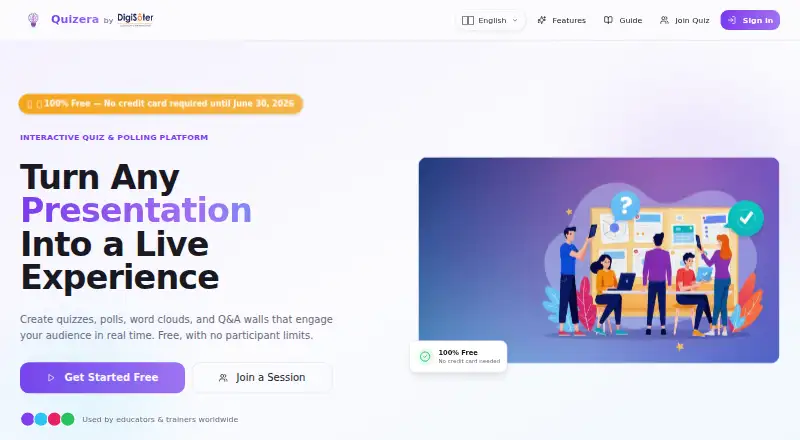 The Quizera homepage