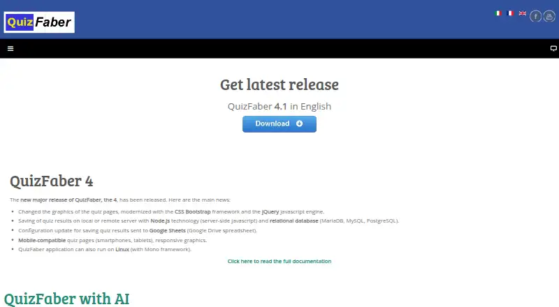 The QuizFaber homepage