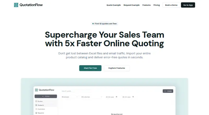 The QuotationFlow homepage