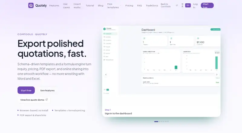 The Quotely homepage