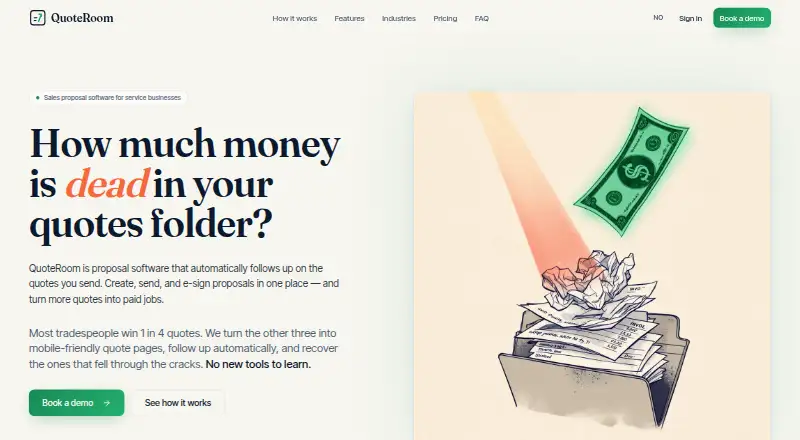 The QuoteRoom homepage