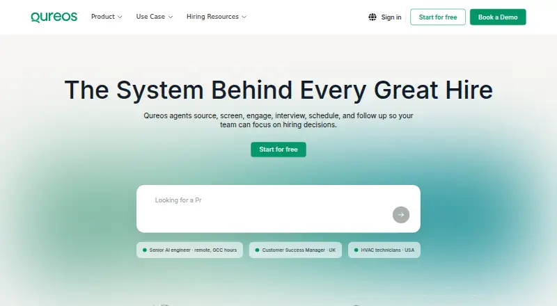 The Qureos homepage