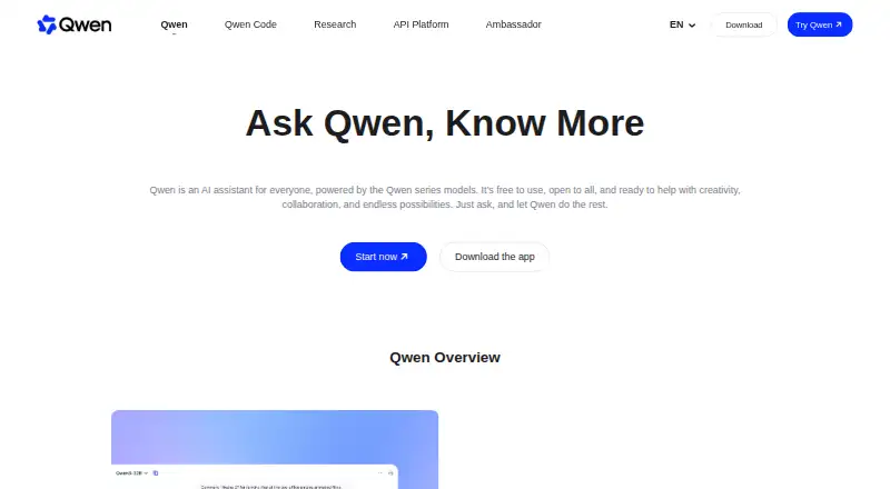 The Qwen Chat homepage