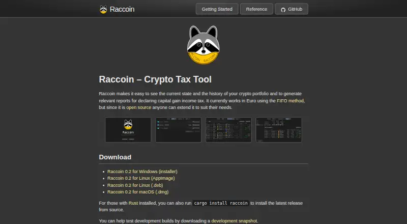 The Raccoin homepage