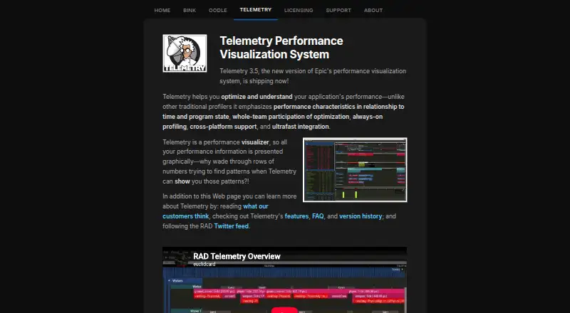 The RAD Telemetry homepage