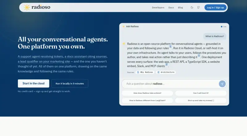 The Radioso homepage