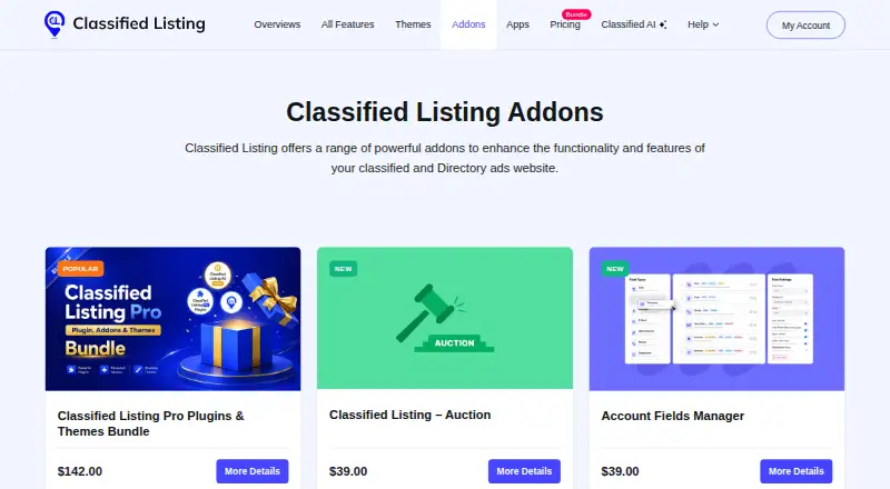The Classified Listing homepage