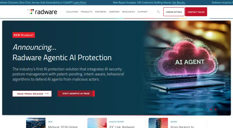 The Radware SecureEdge homepage