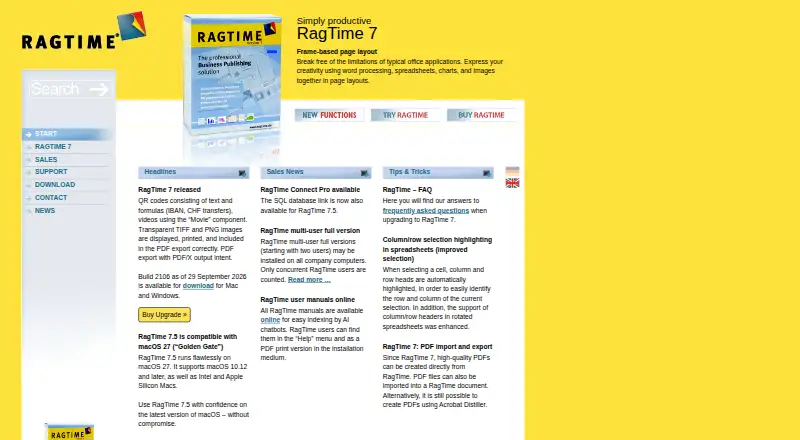 The RagTime homepage