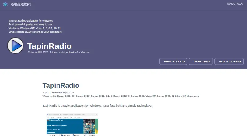 The TapinRadio homepage