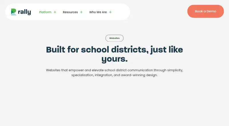 The Rally Websites homepage