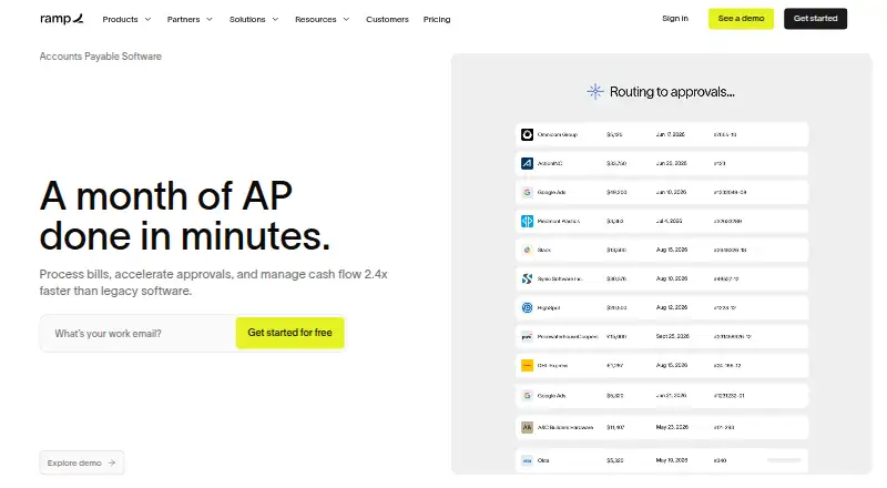 The Ramp Bill Pay homepage