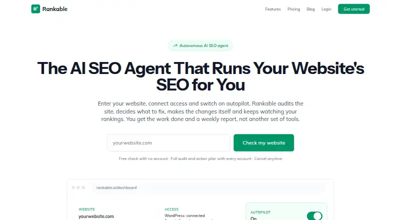 The Rankable homepage