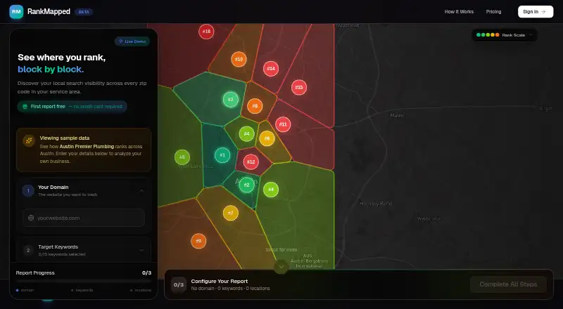 The RankMapped homepage
