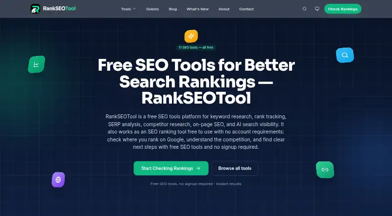 The RankSEOTool homepage