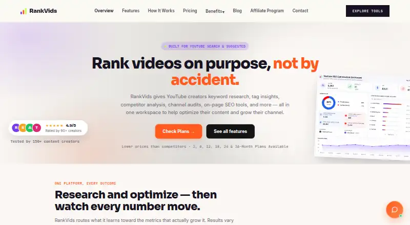 The RankVids homepage