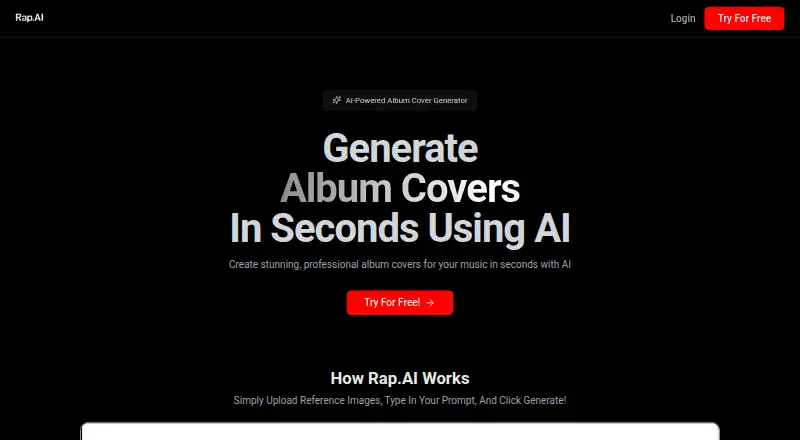 The Rap.AI homepage