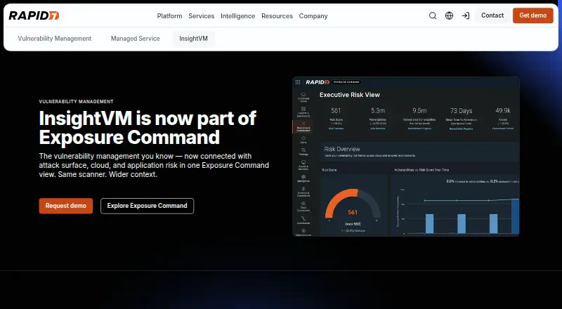 The Rapid7 InsightVM homepage