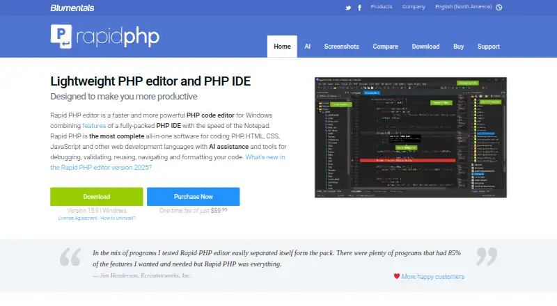 The Rapid PHP Editor homepage