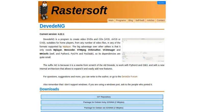 The DeVeDe NG homepage