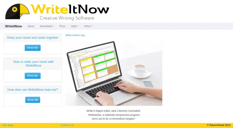 The WriteItNow homepage