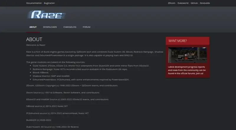 The Raze homepage