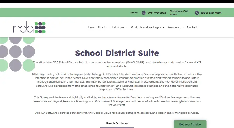 The RDA School District Suite homepage