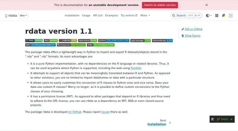 The rdata homepage