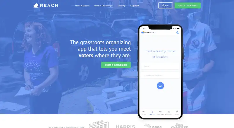 The Reach homepage