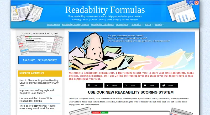 The Readability Formulas homepage