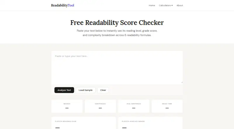 The ReadabilityTool homepage