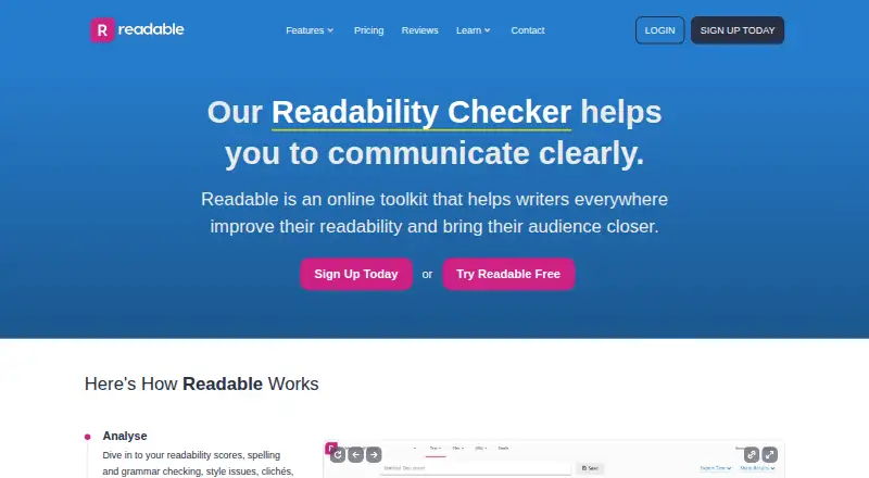 The Readable homepage