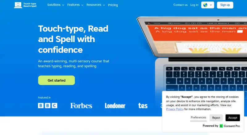 The Touch-type Read and Spell homepage