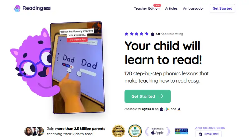 The Reading.com homepage