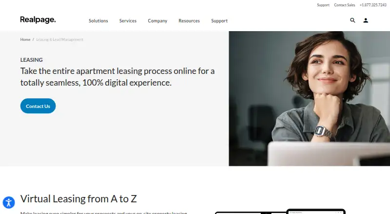 The RealPage Leasing homepage