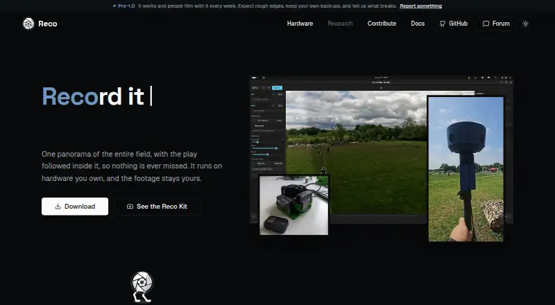 The Reco homepage