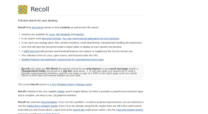 The Recoll homepage