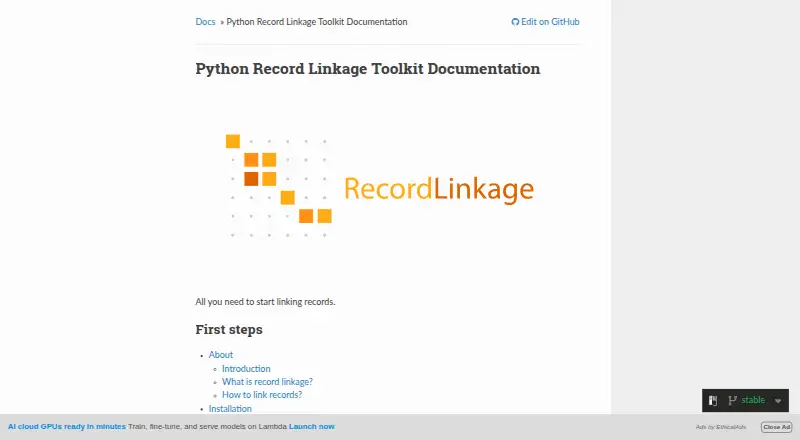 The Python Record Linkage Toolkit homepage
