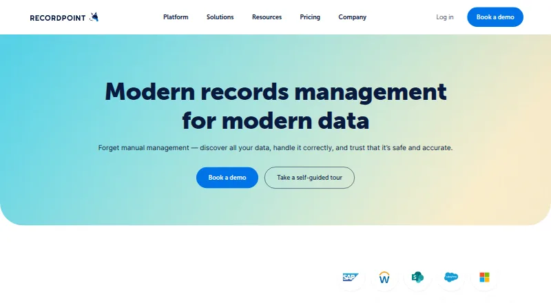 The RecordPoint homepage