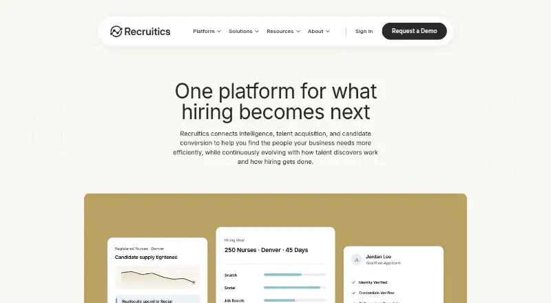 The Recruitics homepage